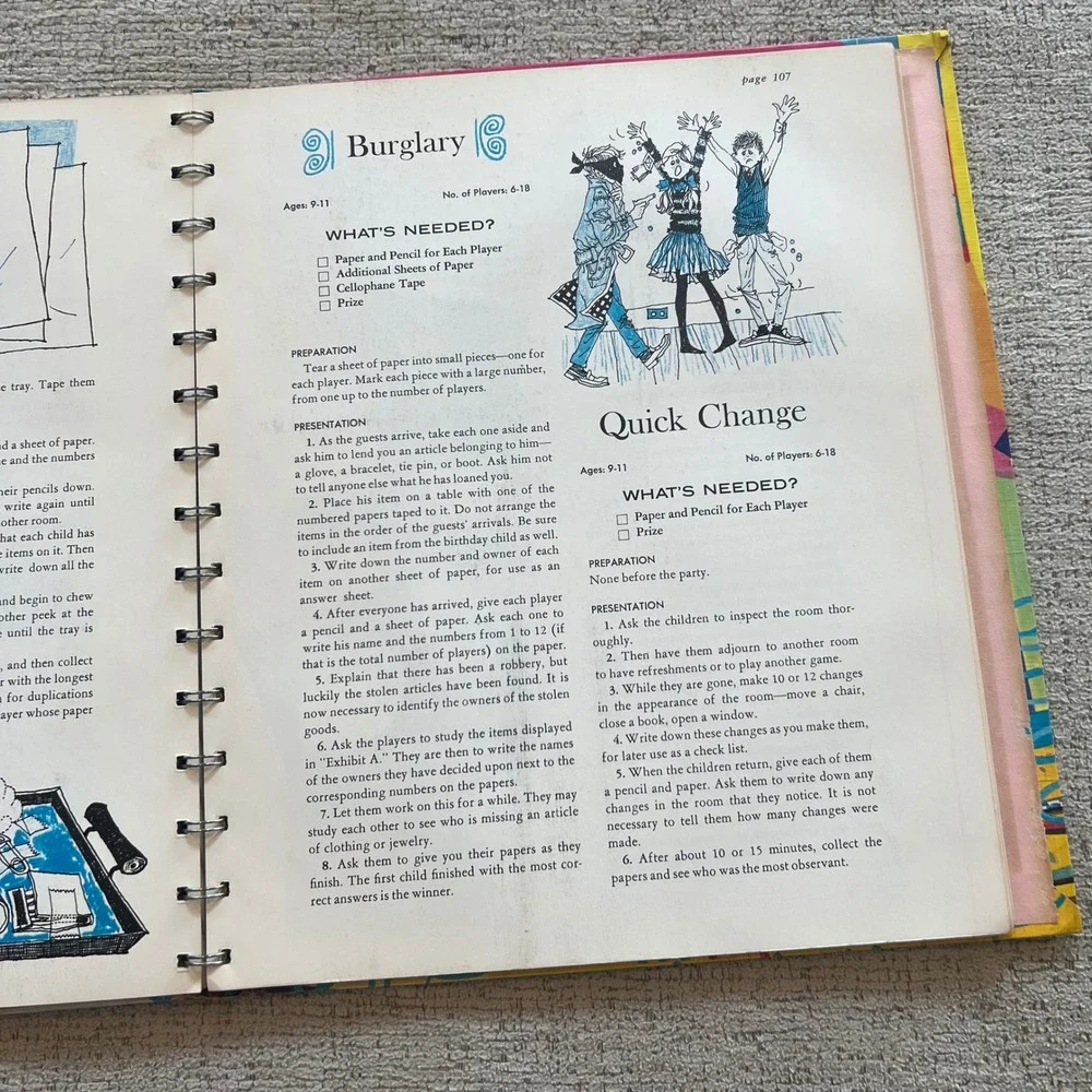 Vintage 1964 Betty Crocker's Parties for Children Spiral Hardcover Book Retro